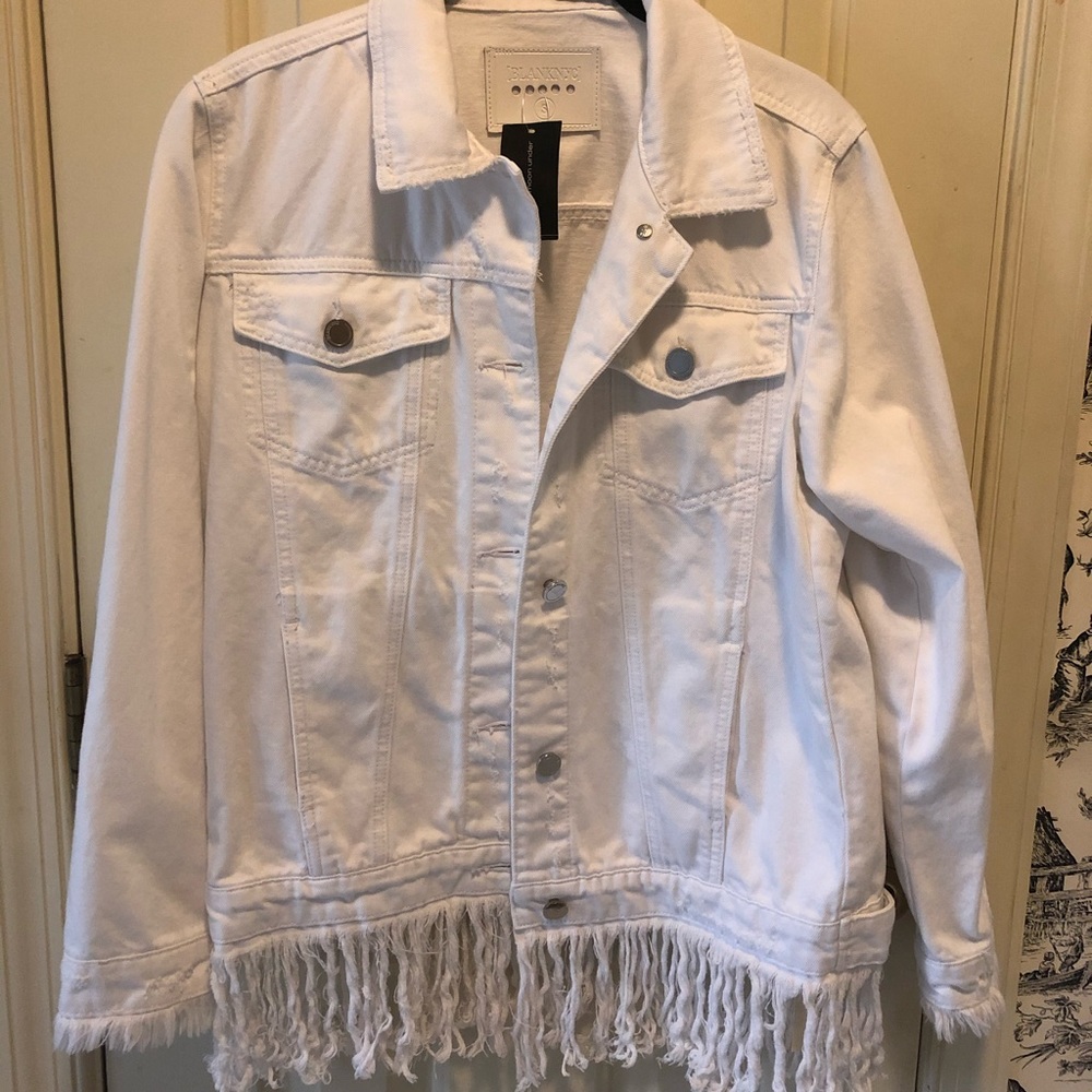 BlankNYC jean jacket with fray/fringe bottom